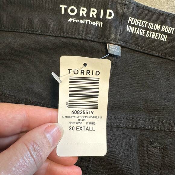 NWT Torrid Perfect Slim Boot Vintage Stretch Mid-Rise Jeans Black 30EXTall - Picture 7 of 14